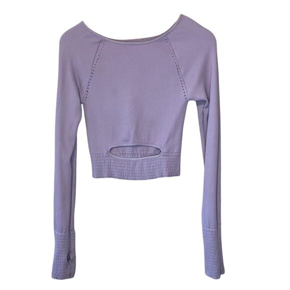 Free People Movement Cut it Out Ribbed Long Sleeve Top Lilac Purple Med/Large - Picture 1 of 11